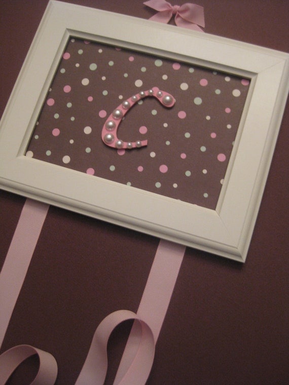 Hair Bow Holder Pink and Brown Hair Clip Holder