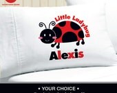Red Ladybug Pillowcase -  Girls Personalized Pillow case - Ladybug Pillow case