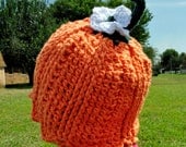Crochet Pattern PDF - Beanie / Hat - Precious Pumpkin Beanie - Infant, Toddler, Child Girls and Boys - Autumn / Fall / Halloween Accessory