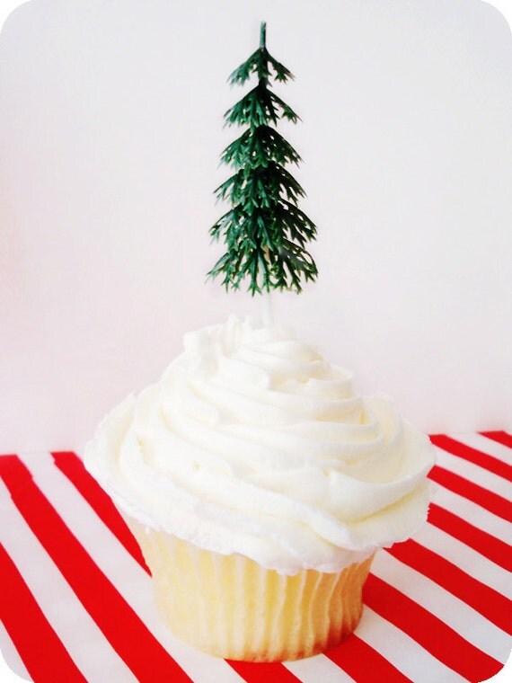 12 Christmas Tree Cupcake Toppers / Picks Il_570xn