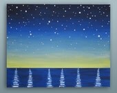 Stars - 16x20 Original Acrylic Painting Wall Art Ocean Sky