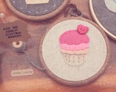 Embroidery Hoop Nursery Art  Home Decor. Ombre Pink Felt Cupcake by Catshy Crafts