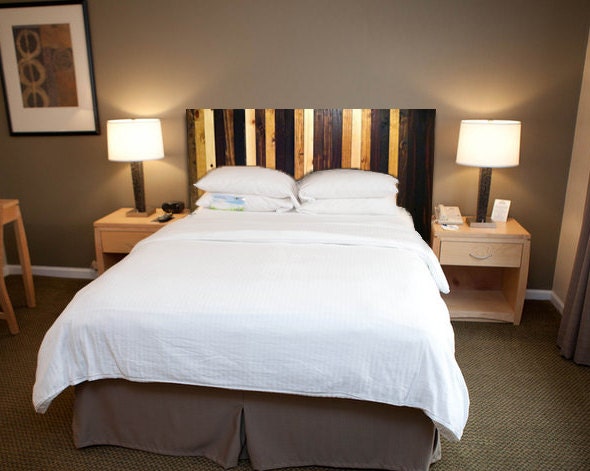 OOAK Abstract Contemporary Wood Wall Sculpture Queen Headboard in Provincial, Cherry, Ebony, and Golden Oak Wood Stains