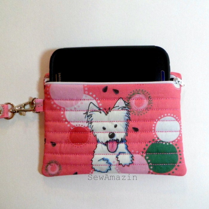 Watermelon Westie Cell Phone Case Wristlet Large