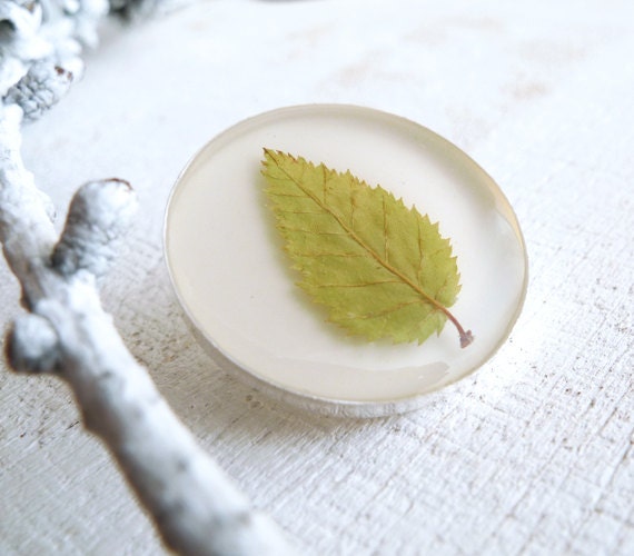 Pressed Leaf Resin  Brooch - preserved leaf - handmade gift for nature lovers