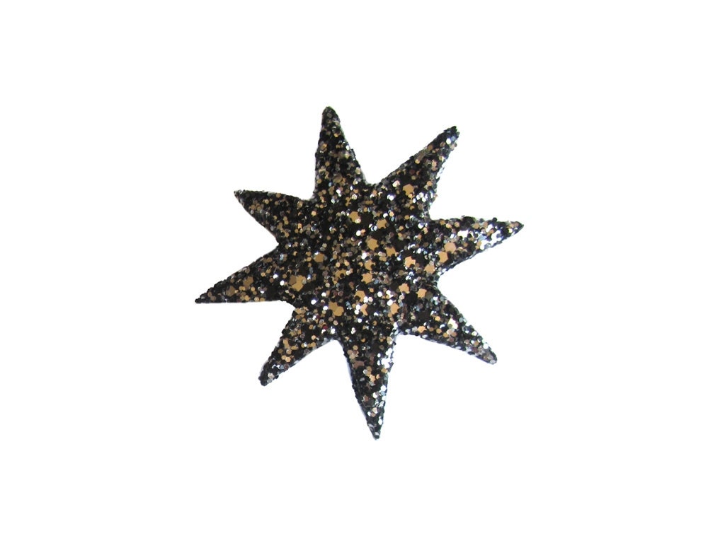 Black and Silver Glitter Star Hair Clip or Brooch