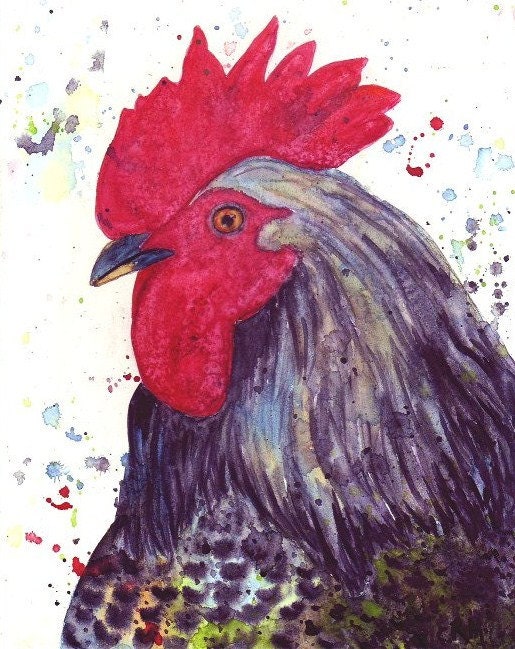 Rooster -  Contemporary Home Decor, House warming gift  by ebsq Artist Ricky Martin FREE SHIPPING