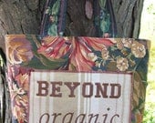 Beyond Organic Tote made from Recycled Material - Bright Fall Colors Red/Blue/Gold - Embroidery - Applique - Sturdy - 4-Bag Set