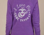 PURPLE SLOUCHY sweater. i love my veteran Military clothing. usaf army navy USMC. At Ease Designs