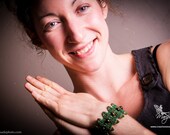 Ready to ship - Macrame leafs cuff bracelet friendship knotted handwoven knotting crochet wood leaves green boho bohemian gypsy elf