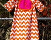Fall Children Girl Izzy Bib Chevron Dress orange chevron pink bib baby toddler girl children From Mudan 12m, 18m,  2t, 3t, 4t, 5t
