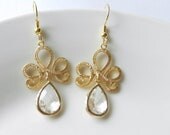 Crystal and gold chandelier earrings.