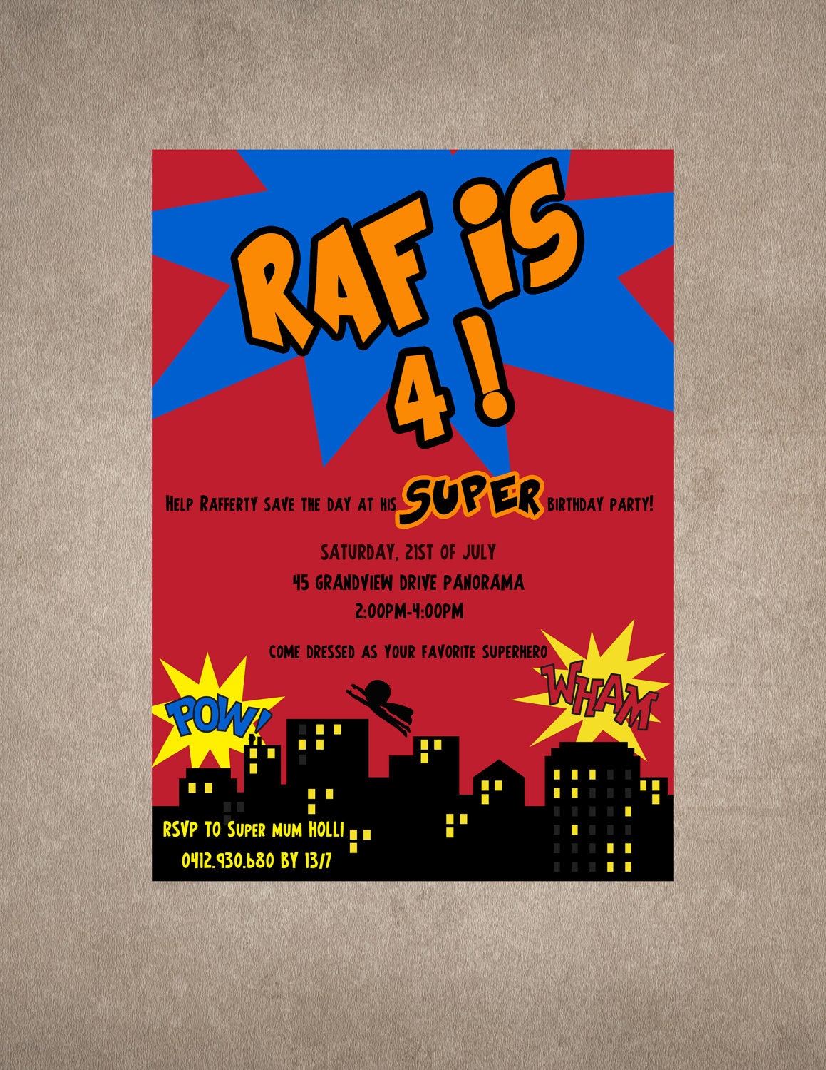 Superhero Birthday Invite-Print your own Il_570xn
