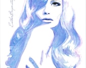Indigo Blue Watercolor & Ink Painting Fine Art Print