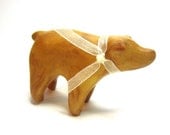 Zlato - little gold pig sculpture polymer clay decoration hand made OOAK Cochon d'ore