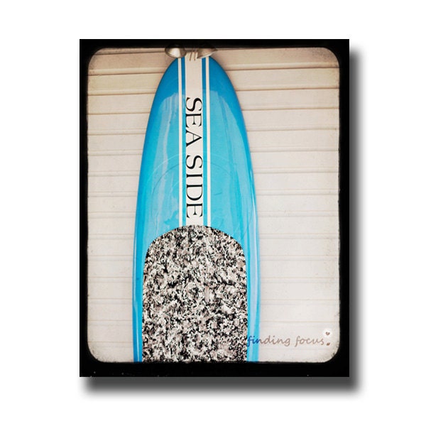 Seaside Photo Aqua Stand Up Paddling Surf Board, TtV Blue White Black Florida Gulf Coast Beach Cottage Home Decor, 8x10 Coastal Photography