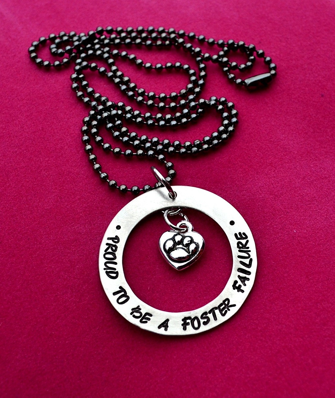Proud to be a Foster Failure Handstamped Necklace