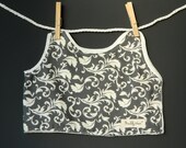 Light Grey Bib Fall Leaf Print Gray and White Reversible Two Tone