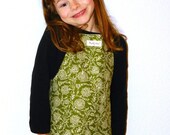 Kid Aprons Girls Craft Apron Spring Green Flower Reversible