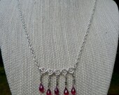 Pink Quartz and Sterling Silver Necklace