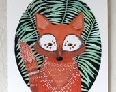 Watercolor Painting - Fox Illustration Art - River Luna - Archival Print 8x10
