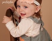 Peach & Ivory Cream Baby Headband -  Photo Prop - Newborn Infant Baby Toddler Girls Adult Wedding