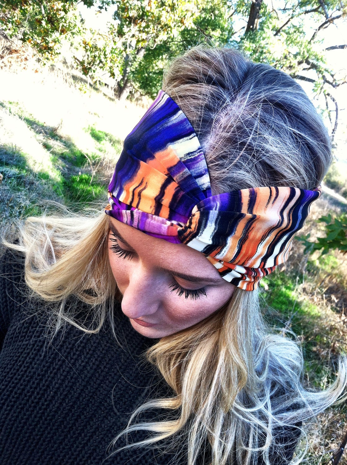 Colorful Sunset Turband Headband Stretchy Hair Band