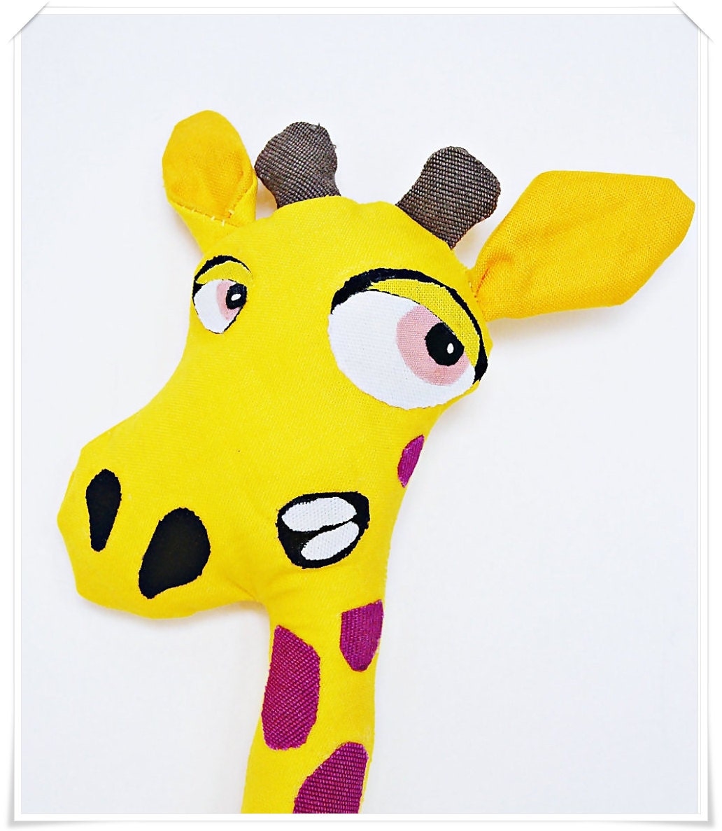 Stuffed animal Greta Giraffe softie stuffed toy kid friendly stuffed giraffe yellow pink plush toy soft toy by 14'' (37cm)