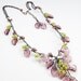 Purple Beaded Necklace, Garden Necklace, Leaf Jewelry, Nature Jewelry