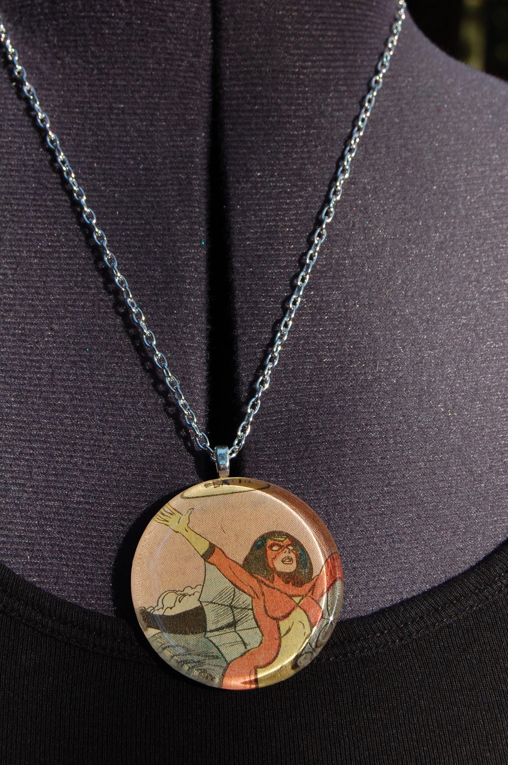 Spider-Woman Marvel Comic Glass Tile Necklace