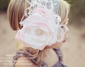 Baby Headband-Vintage Couture Headband-Headband-Baby Girl-Wedding-Flower Girl Headband-Couture Baby Headband-Photo Prop
