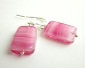 Hot Pink Swirl Pillow Bead Earrings - Gift For Her, Geometric, Businesswear, Daytime Wear, Dinner, Party