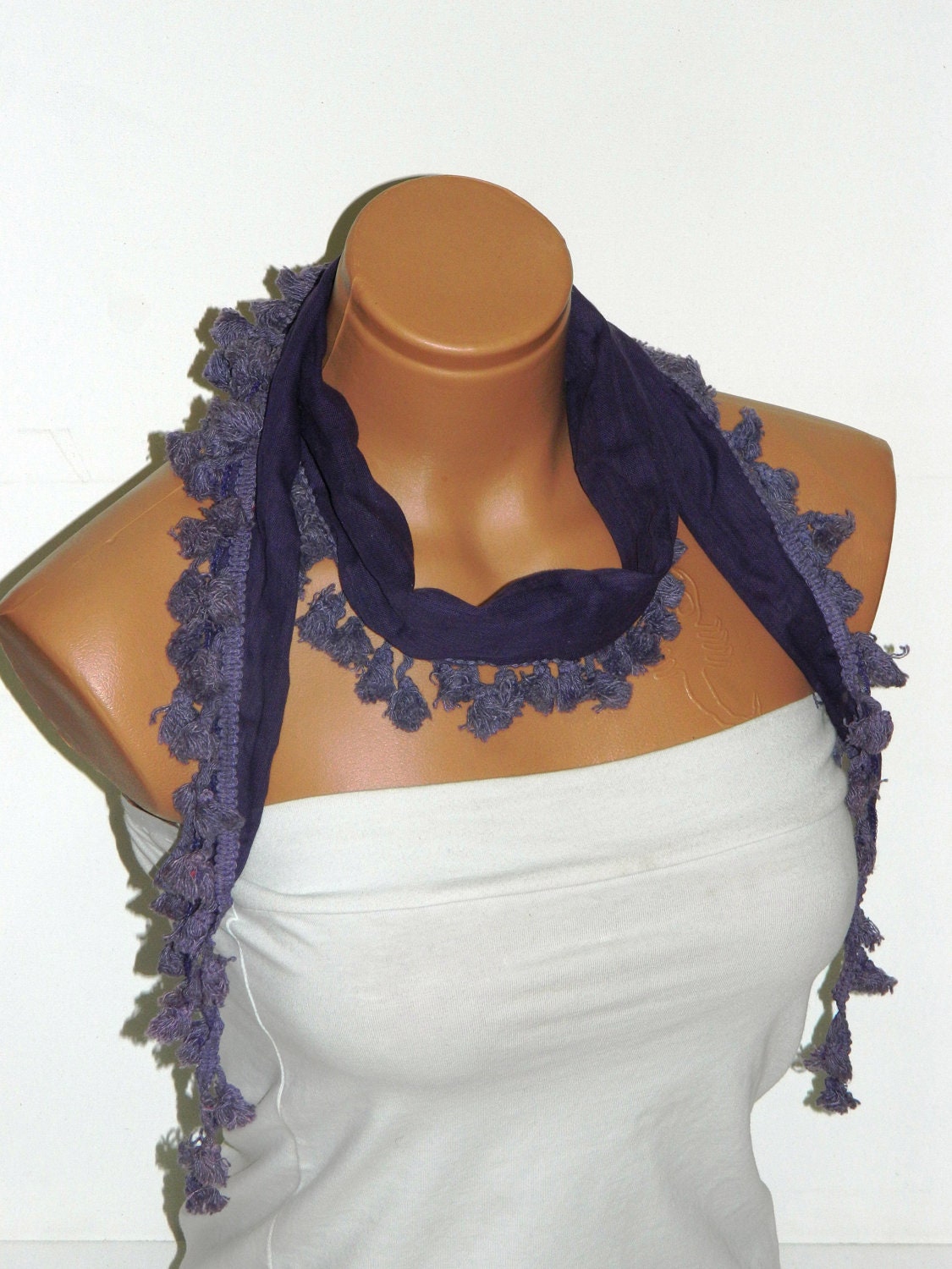 purple Scarves.Turkish Fabric Fringed tasseled Scarf ..bandana,headband,wedding,bridal,authentic, romantic,