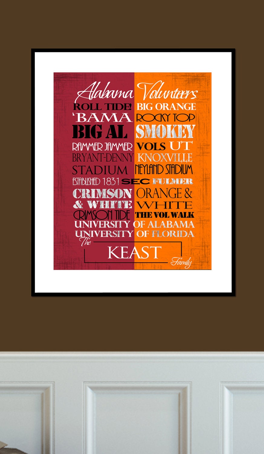 Alabama Crimson Tide/University of Tennessee Volunteers House Divided Print