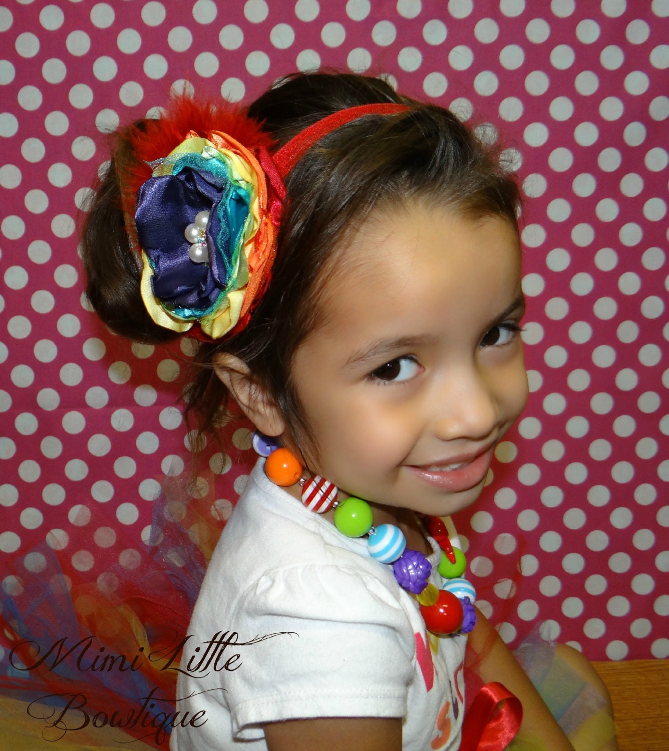 Rainbow Brite Headband - Multi Color  Flower headband-Shabby chic  -Baby headband- Newborn headband- Infant headband- Toddler headband