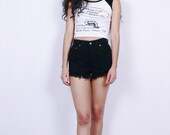 Black Levi's High Waisted Denim Cut Off Jean Shorts Small