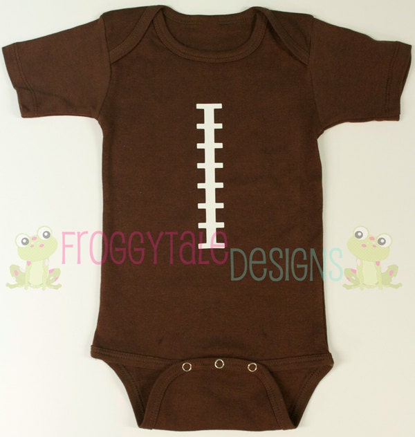 FOOTBALL Chocolate Boys Bodysuit Onesie Layette Outfit For Little Baby Boys- Adorable Baby Shower Gift