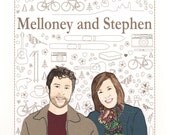 Custom Portrait Collage - Couple with Illustrations Background