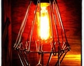 Vintage style wire caged bulb single drop light