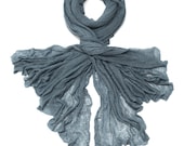 knitted scarf eco- friendly shawl  bamboo blue