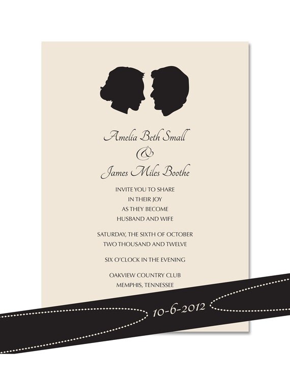 SAMPLE - Silhouette Cameo Wedding Invitation - Personalized Cameo Invite - Hand Drawn Silhouettes Il_570xn