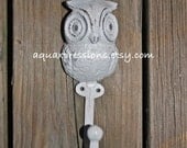 Wall Hook White Owl /Ornate /Cottage,Shabby Chic /Key Hook /Accessory /Coat hanger /Wall Decor /Towel Hook /Whimsy Fixture,