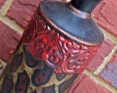 Leopard Print Vase /Bright Red Accent /Shabby Chic Decor /Upcycled Home Furnishings /Painted Details