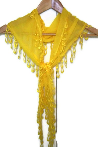 women scarf yellow lace - zerrindusunceli