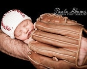 Newborn Baseball Beanie..Spring Baby Boy Newborn Photo Prop..Baby Baseball Hat...Newborn Hand Knit Baby Boy Hat