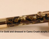 Handmade 30 cal Bullet Pen gold, copper tip, Camo Crush