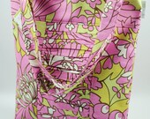 Ruffled Tote- Amy Butler Daisy Chain Wildflowers in Rose
