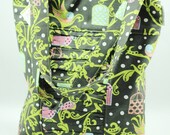 Ruffled Tote- Lime and Grey Bird Cages