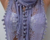 by womann Lavander -Lace scarf elegant and feminine scarf