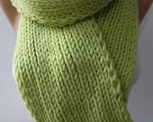 ON SALE  Elegant Scarf  Handknit Wool Scarf - Oversized - neck warmer for winter...light green